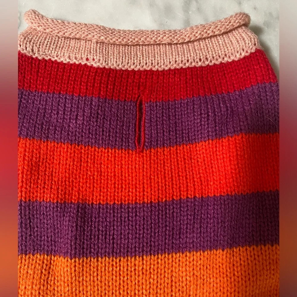 Vibrant Striped Dog Sweater XS | Cozy Knit Pet Clothing in Pink, Purple